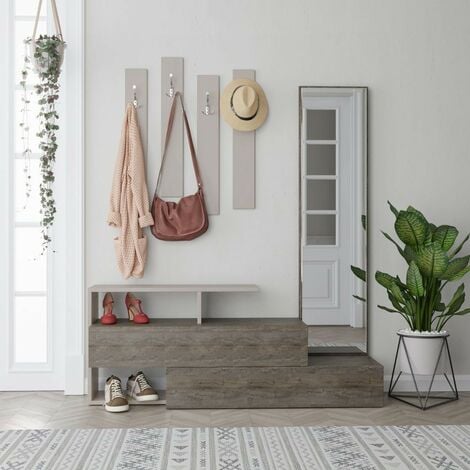 Mobile ingresso con specchio Ramda colore tortora dark coffee