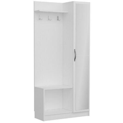 EPIKASA Mobile Ingresso Mafalda, Truciolare Melaminico, Bianco, 80x32x173 cm