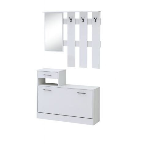 MOBILE INGRESSO RUFOLF BIANCO 100X180H CON SCARPIERA INTEGRATA