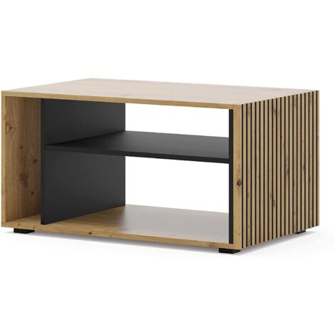 MOBILE KAFFEETISCH PC AURIS 87x55x45cm SCHWARZ MATT EICHE