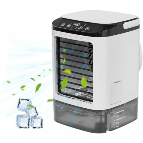 Mobile Klimaanlage, Tragbare Klimaanlage, 4-in-1-Verdunstungsluftkühler, 3 Geschwindigkeiten, 2 Nebelmodi, 7 LED-Leuchten, für Schlafzimmer, Büro [Energieklasse A]