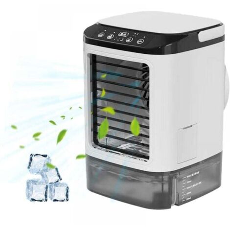 Mobile Klimaanlage, Tragbare Klimaanlage, 4-in-1-Verdunstungsluftkühler, 3 Geschwindigkeiten, 2 Nebelmodi, 7 LED-Leuchten, für Schlafzimmer, Büro [Energieklasse A]