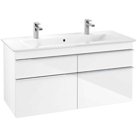 Mobile lavabo, 1153 x 590 x 502 mm, modello sospeso, In legno Bianco Lucido