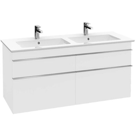 Mobile lavabo, 1253 x 590 x 502 mm, modello sospeso, In legno Bianco Lucido