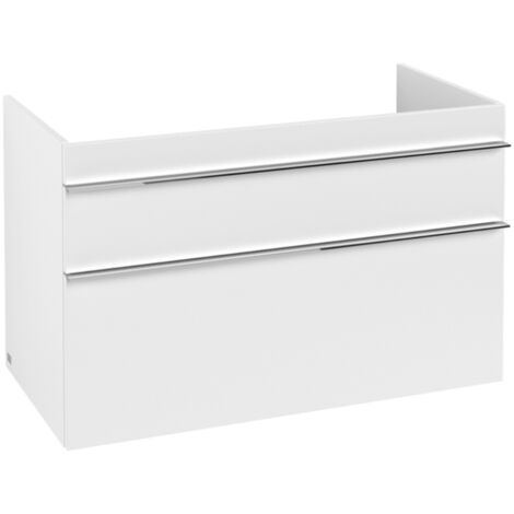 Mobile lavabo, 953 x 590 x 502 mm, modello sospeso, in legno bianco opaco