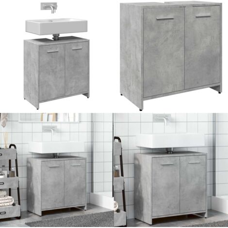 Mobile Lavabo Bagno Grigio Cemento 60x33x60cm Legno Multistrato - Mobile da bagno - Armadio da bagno