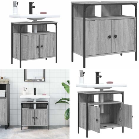 Mobile Lavabo Bagno Grigio Sonoma 60x30x60 cm Legno Multistrato - Lavabo - Armadio da bagno