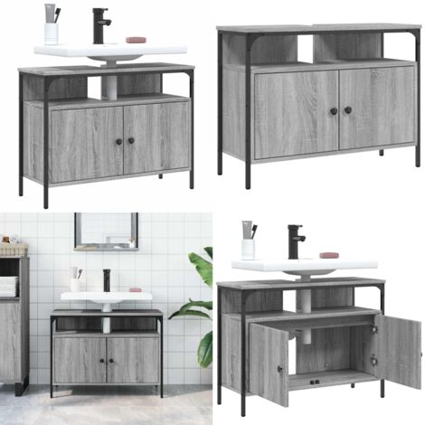 Mobile Lavabo Bagno Grigio Sonoma 80x30x60 cm Legno Multistrato - Lavabo - Armadietto da bagno