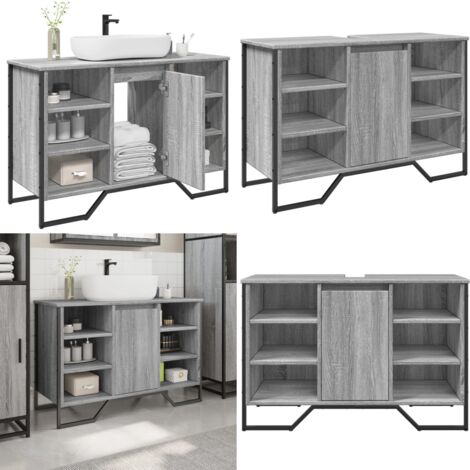 Mobile Lavabo Bagno Grigio Sonoma 91x35x60 cm in Truciolato - Lavabo - Armadio da bagno