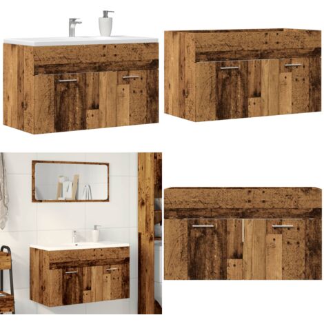 Mobile Lavabo Bagno Legno Antico 90x38,5x46 cm Multistrato - Lavabo - Armadio da bagno