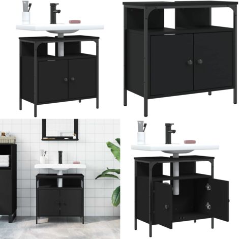 Mobile Lavabo Bagno Nero 60x30x60 cm in Legno Multistrato - Lavabo - Armadio da bagno