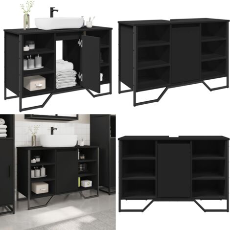 Mobile Lavabo Bagno Nero 91x35x60 cm in Truciolato - Lavabo - Armadio da bagno