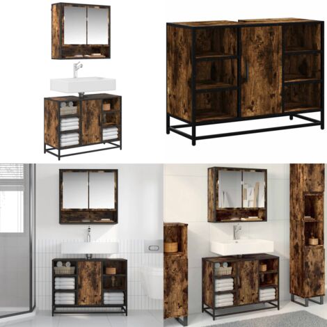 Mobile Lavabo Bagno Rovere Fumo 60x30x60 cm Legno Multistrato - Lavabo - Bagno