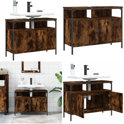 Mobile Lavabo Bagno Rovere Fumo 80x30x60 cm Legno Multistrato - Lavabo - Armadio da bagno