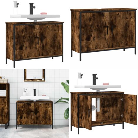 Mobile Lavabo Bagno Rovere Fumo 80x30x60 cm Legno Multistrato - Lavabo - Armadio da bagno