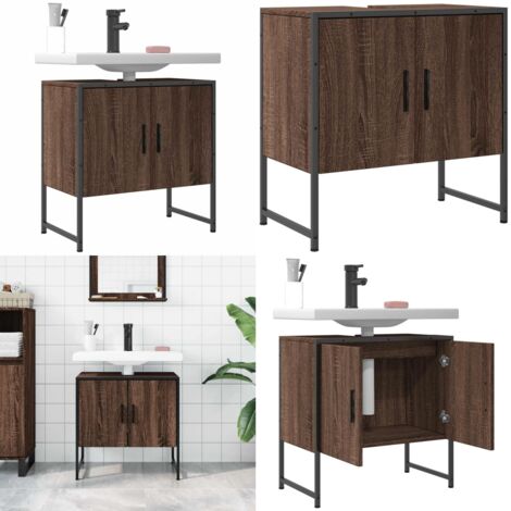 Mobile Lavabo Bagno Rovere Marrone 60x33x60cm Legno Multistrato - Lavabo - Armadietto da bagno