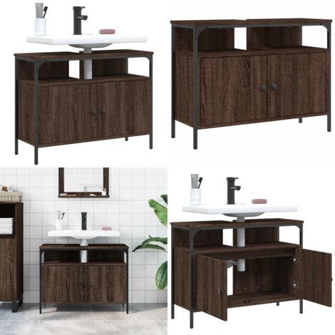 Mobile Lavabo Bagno Rovere Marrone 80x30x60cm Legno Multistrato - Lavabo - Armadietto da bagno