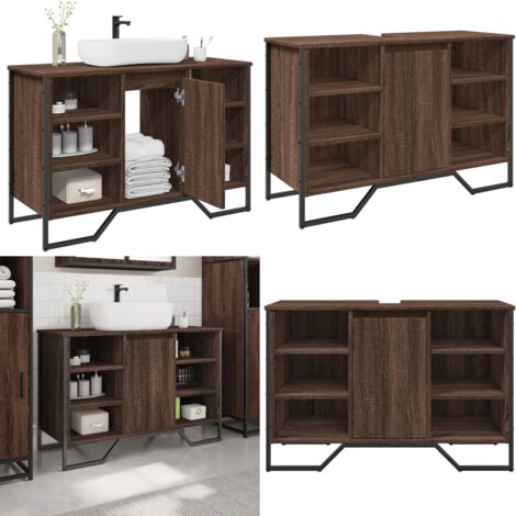 Mobile Lavabo Bagno Rovere Marrone 91x35x60cm in Truciolato - Lavabo - Armadio da bagno