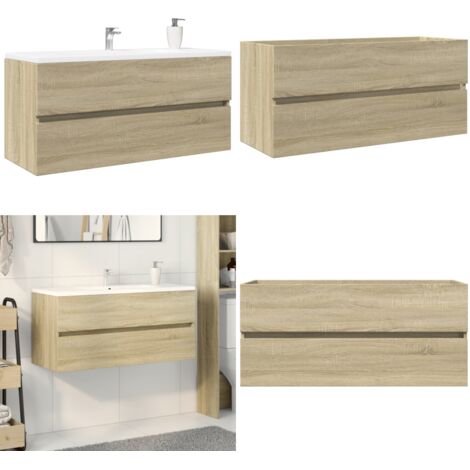 Mobile Lavabo Bagno Rovere Sonoma 100x38,5x45 cm in Truciolato - Lavabo - Armadietto da bagno