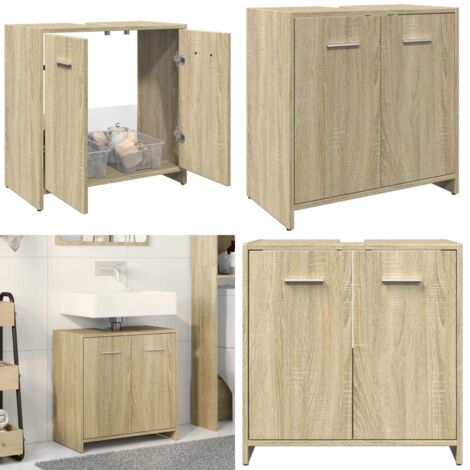 Mobile Lavabo Bagno Rovere Sonoma 60x33x60 cm Legno Multistrato - Lavabo - Mobile da bagno