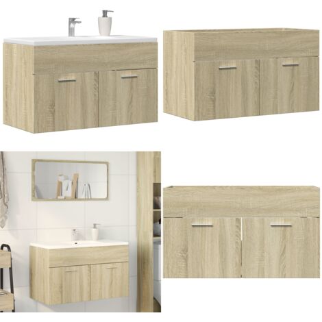 Mobile Lavabo Bagno Rovere Sonoma 90x38,5x46 cm Multistrato - Lavabo - Armadietto da bagno