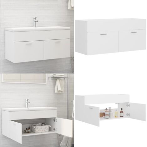 Mobile Lavabo Bianco 100x38,5x46 cm in Legno Multistrato - Mobile in legno - Lavabo mobile