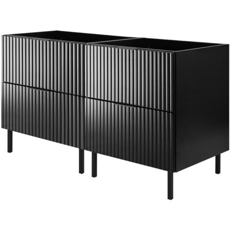 Mobile lavabo, Bianco, 60 x 77 x 46 cm, maniglia oro, gambe nere, senza piano
