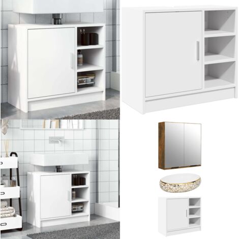 Mobile Lavabo Bianco 63x29x55 cm in Truciolato - Lavabo - Armadio da bagno