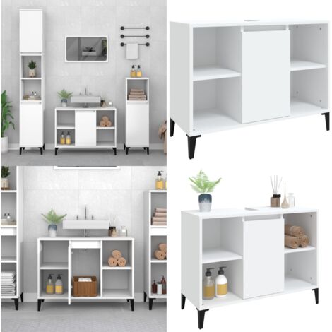 Mobile Lavabo Bianco 80x33x60 cm in Legno Multistrato - Lavabo - Legno multistrato
