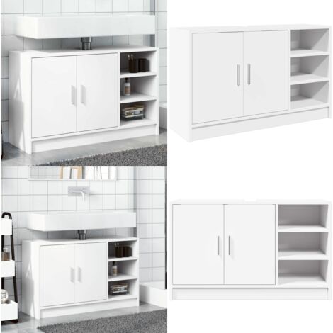 Mobile Lavabo Bianco 90x29x55 cm in Truciolato - Lavabo - Armadio da bagno