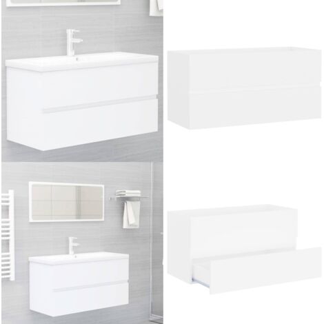 Mobile Lavabo Bianco 90x38,5x45 cm in Legno Multistrato - Mobile in legno multistrato - Lavabo in legno