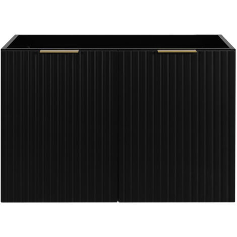 Mobile lavabo, Bianco / Nero + maniglia nera, 100 (80 + 20) x 57 x 46 cm + Piano