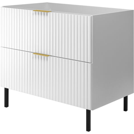 Mobile lavabo, Cashmere, 80 x 77 x 46 cm, maniglia argento, gambe nere, senza piano