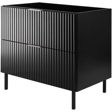 Mobile lavabo, Cashmere / Rovere Craft + maniglia nera, 100 (80 + 20) x 77 x 46 cm + Piano, piedi neri