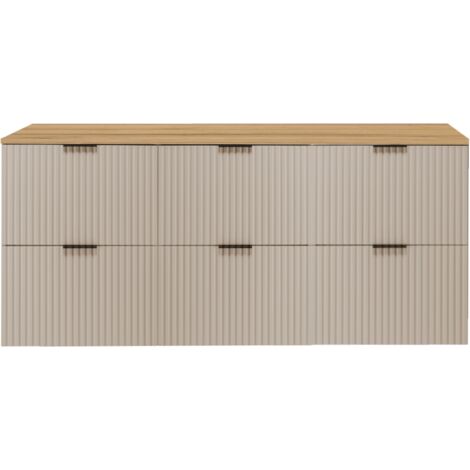Mobile lavabo, Cashmere / Rovere Craft + maniglia nera, 180(2 x 80 + 20) x 57 x 46 cm + Piano