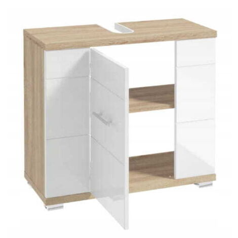 Mobile lavabo con foro per sifone 70x62,5x31,5cm Rovere Sonoma Bianco Rita
