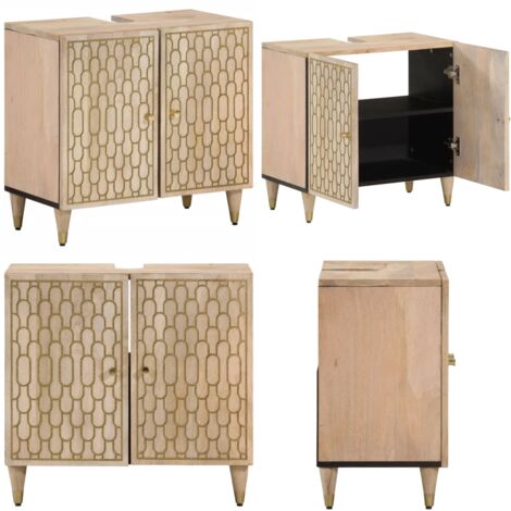 Mobile Lavabo da Bagno 62x33x58cm in Legno Massello di Mango - Lavabo - Legno di Mango