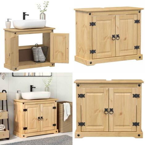 Mobile Lavabo da Bagno Corona 73x33x60cm Legno Massello di Pino - Lavabo - Mobile in legno