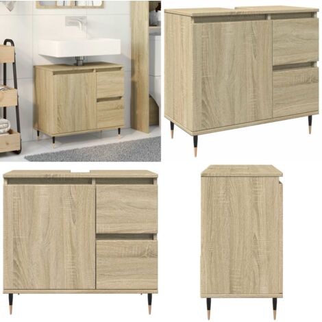 Mobile Lavabo da Bagno Rovere Sonoma 65x33x60 cm in Truciolato - Lavabo - Armadio da bagno