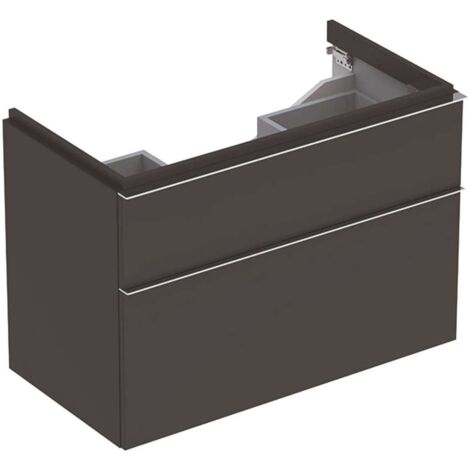 Mobile lavabo Geberit iCon base, con due cassetti: Larghezza 89cm, Altezza 62cm, Profondità 47,7cm, Grigio Vellutato / Laccato opaco