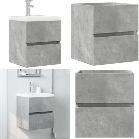 Mobile Lavabo Grigio Cemento 41x38,5x45 cm in Legno Multistrato - Lavabo - Armadietto da bagno