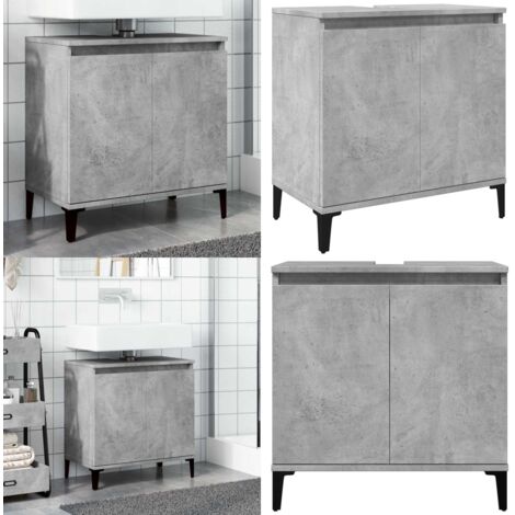 Mobile Lavabo Grigio Cemento 58x33x60 cm in Legno Multistrato - Lavabo - Armadietto da bagno