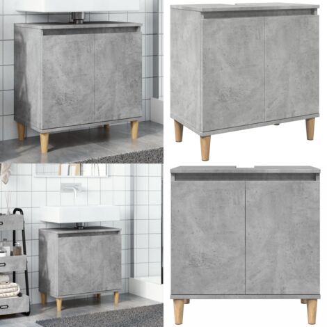 Mobile Lavabo Grigio Cemento 58x33x60 cm in Legno Multistrato - Lavabo - Armadietto da bagno