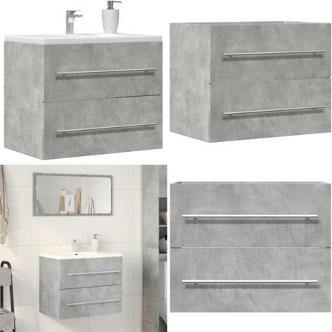 Mobile Lavabo Grigio Cemento 60x38,5x48 cm in Legno Multistrato - Lavabo - Armadio da bagno