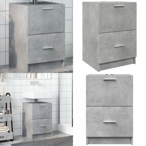 Mobile Lavabo Grigio Cemento 80x33x60 cm in Legno Multistrato - Lavabo - Armadio da bagno