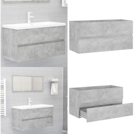 Mobile Lavabo Grigio Cemento 90x38,5x45 cm in Legno Multistrato - Mobile in legno multistrato - Lavabo in legno