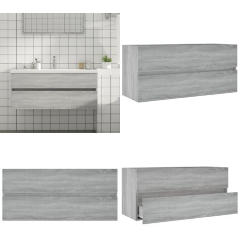 Mobile Lavabo Grigio Sonoma 100x38,5x45 cm in Legno Multistrato - Lavabo - Mobile in legno multistrato