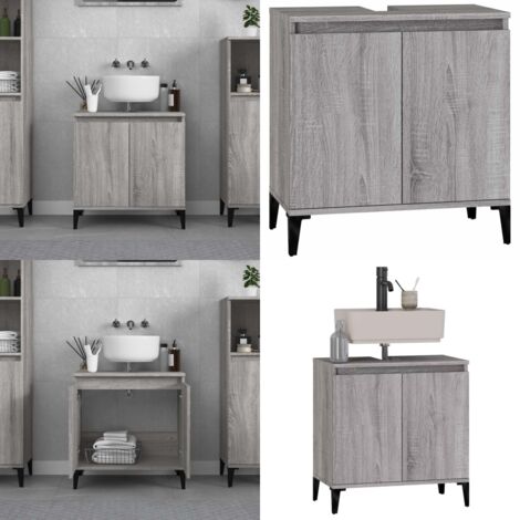 Mobile Lavabo Grigio Sonoma 58x33x60 cm in Legno Multistrato - Lavabo - Armadio da bagno