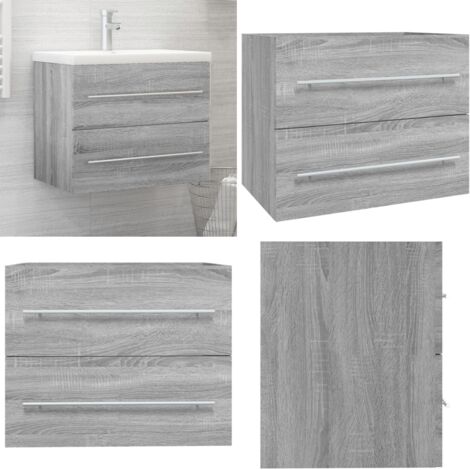 Mobile Lavabo Grigio Sonoma 60x38,5x48 cm in Legno Multistrato - Lavabo in legno - Mobile da bagno