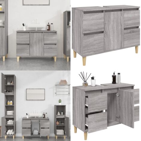 Mobile Lavabo Grigio Sonoma 80x33x60 cm in Legno Multistrato - Lavabo - Mobile in legno